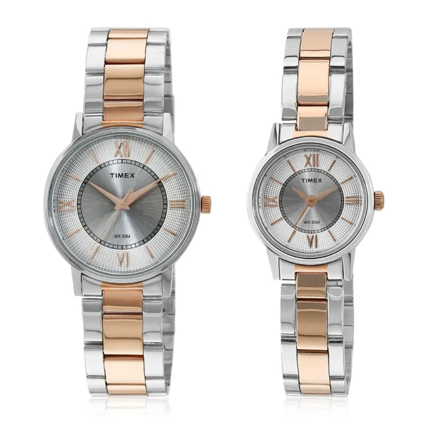 Timex Analog Silver Dial Multicolor Couple's Stainless Steel Watch set-TW00PR213